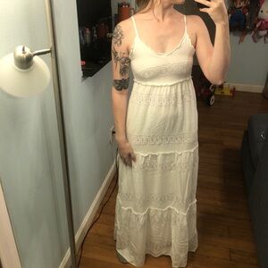 Jessica Simpson white embroidered tiered maxi dress